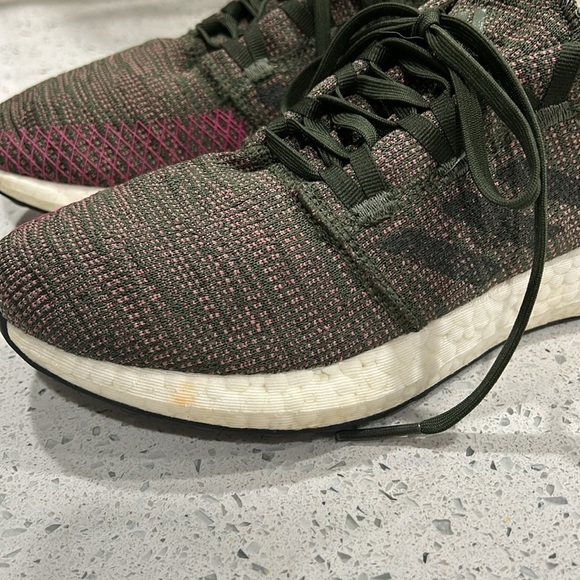 Adidas Pure Boost Go Womens Boost Running Shoe Night Cargo Green Maroon [B75668] - Picture 6 of 10